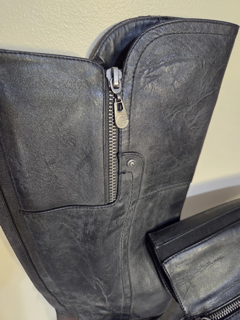 G by Guess Black Over-the-Knee Zip Riding Boots